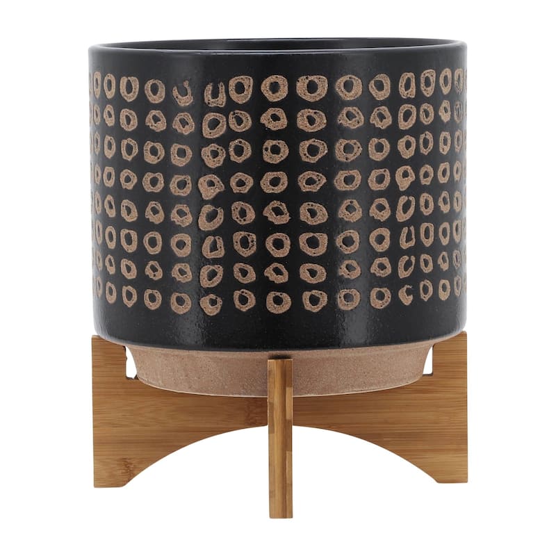 10-inch Ceramic Planter On Stand
