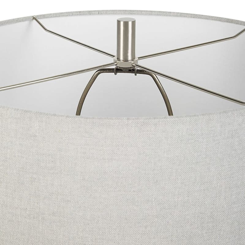 Glossy Uneven Band Table Lamp with Drum Shade - 25.5" - Gray and Black