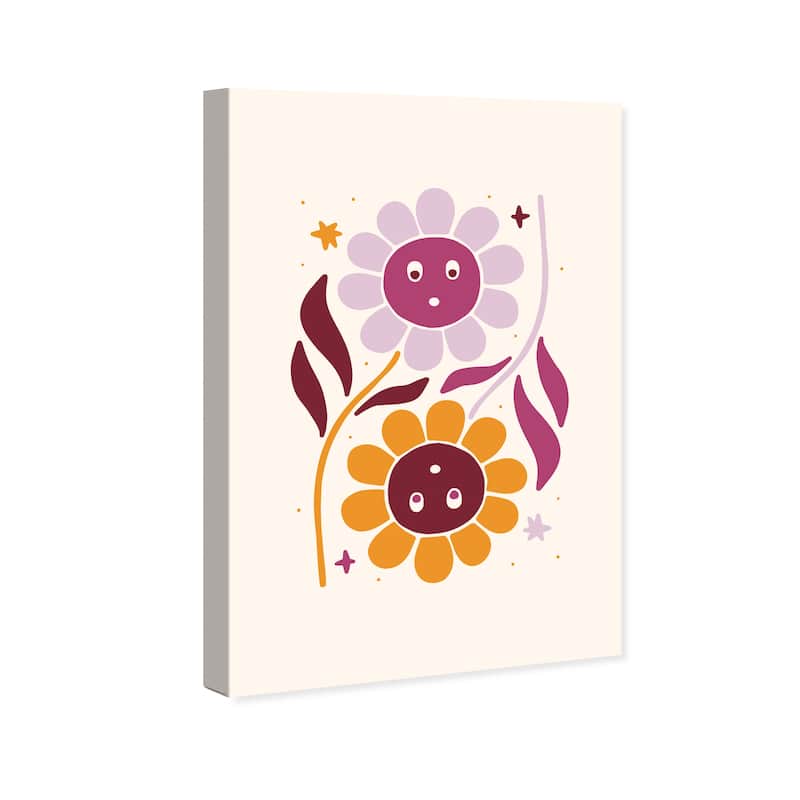Wynwood Studio Canvas Floral and Botanical You re My Choice Purple and Orange Modern & Contemporary Wall Art Canvas Print