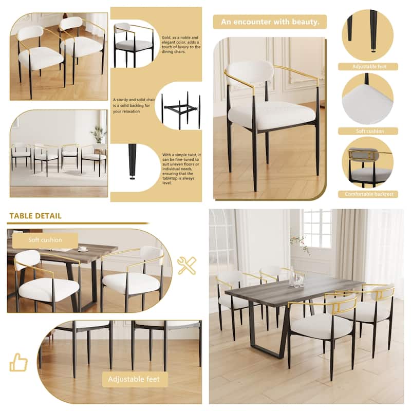 Modern Dining Chairs, Teddy Velvet w/Metal Legs, Home/Office, 2 Pcs