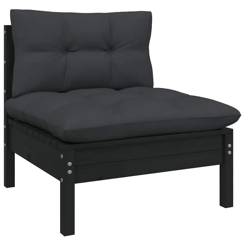 vidaXL Solid Pinewood Patio Lounge Set 12 Piece with Cushions Multi Colors - 25" x 25" x 24.6"