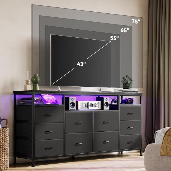 70 inch black dresser 10 Drawer Tv Stand for 65 75 Tv - On Sale - Bed Bath & Beyond Size:FR40 - US10- UK14 Use individually or side 1