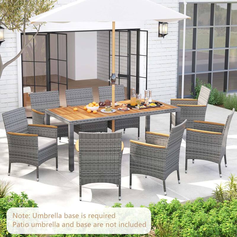 Costway 9 PCS Patio Dining Set for 8 Table and PE Rattan Chairs with