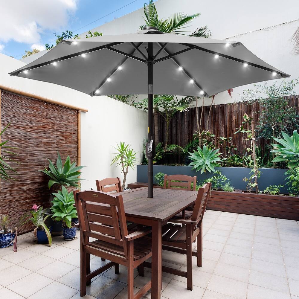 LIVOOSUN Patio 7.5 FT LED Market Umbrella,Table Umbrella w/Tilt Button
