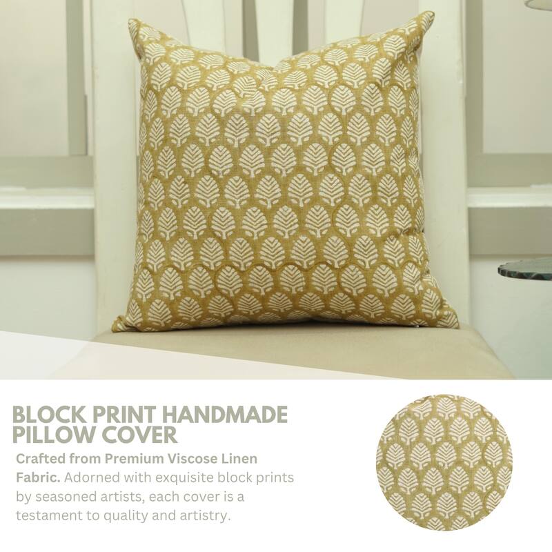 Fabdivine 14x36 Boho Floral or leaf Pattern Cushion Cover for Home Decor Gift Rectangle Viscose Linen Pillowcase, Sangmarmar