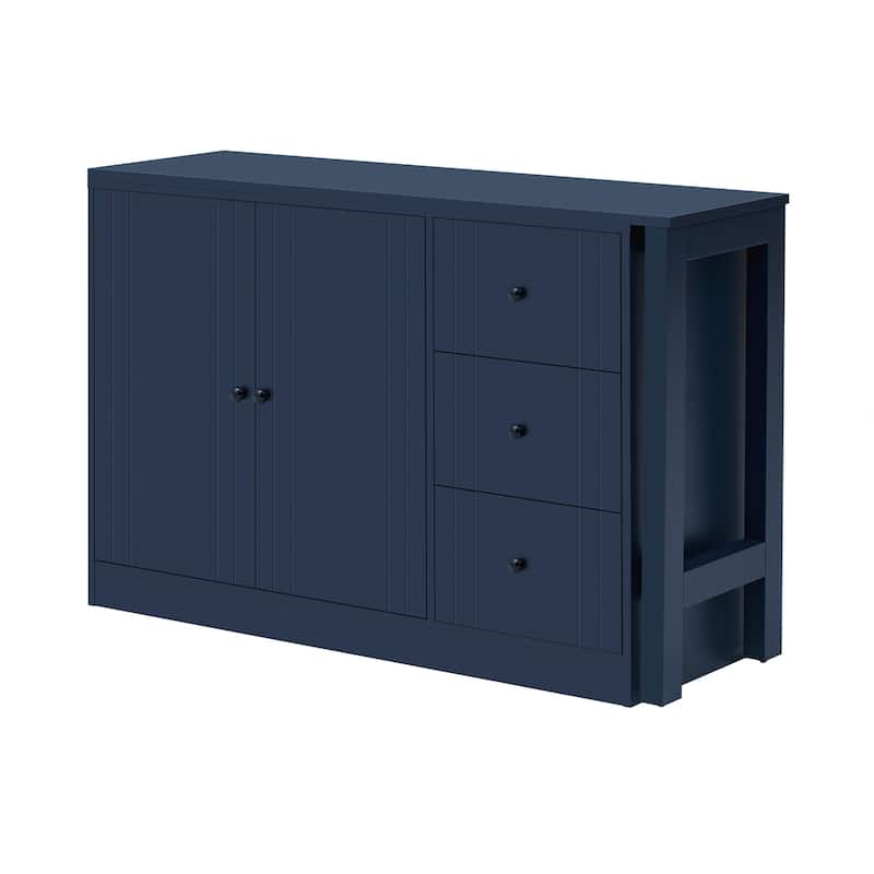 Wooden Sideboard with Extendable Table,Multifunctional Storage Cabinet with 2 Doors and 3 Drawers