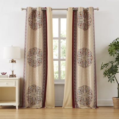 Nanshing Prince Set of 2 Medallion Grommet Curtains - 37" X 84"