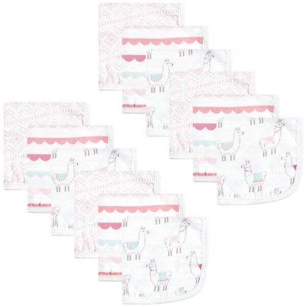 slide 1 of 1, Hudson Baby Infant Girl Cotton Muslin Washcloths, Llama, One Size - Llama - One Size