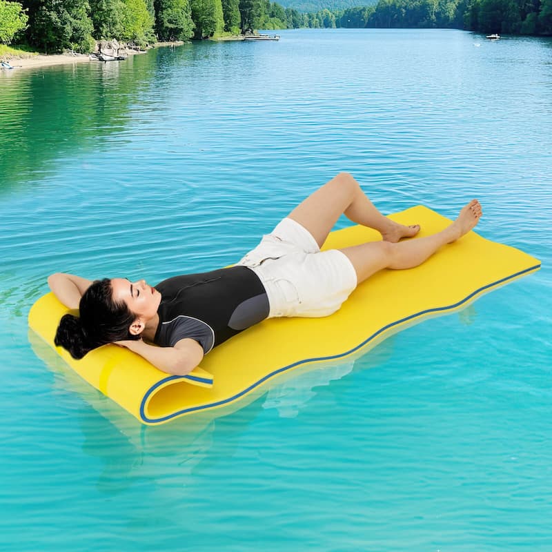 Costway 3-Layer Tear-Resistant Foam Floating Pad Island Water Sports