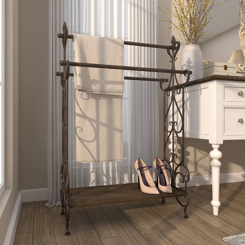 Black Wood Scroll Quilt Rack