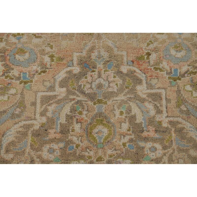 Kashan Vintage Persian Rug Hand-Knotted Traditional Muted Wool Carpet - 8'0" x 11'0"