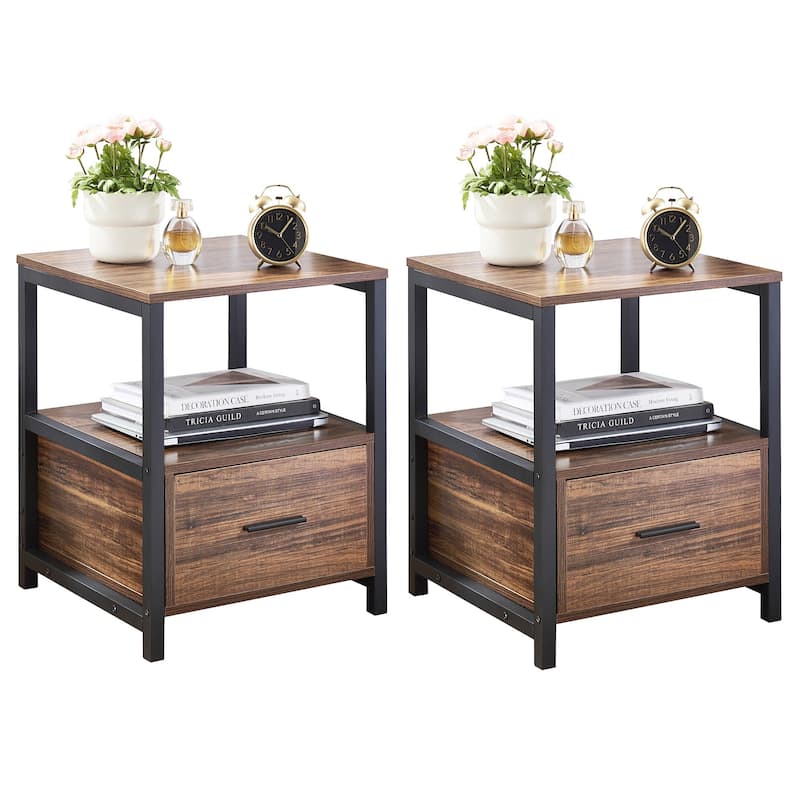 Taomika 3-Pieces Bed Frame and Modern Nightstands Sets