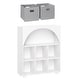 preview thumbnail 15 of 18, Kids Curve Appeal 35 in. 6 Cubby Bookcase - White with Optional 2pc Bins White/2pc. Gray Bins