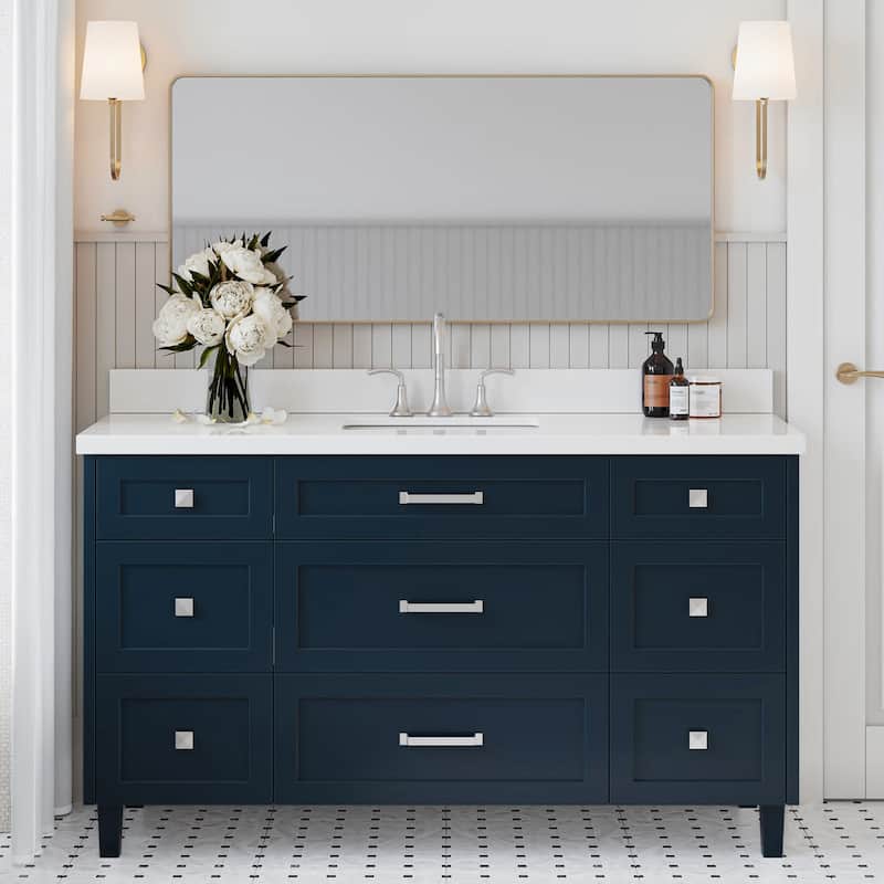 Ariel B61WQRVO Monroe 61" Free Standing Single Basin Vanity Set with - Midnight Blue