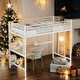 preview thumbnail 2 of 26, Industrial Modern Twin Metal Loft Bed with Desk and Metal Grid, Space-saving, Sturdy Construction & Safety Guaranteed, White