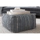 preview thumbnail 3 of 4, Striped Alia Square Leather 24-inch Pouf