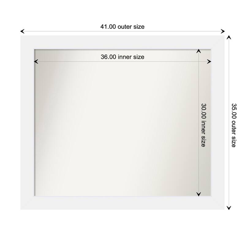 Corvino White Framed Non-Beveled Custom Wall Mirror, Bathroom Vanity Mirror - Outer Size: 41 x 35