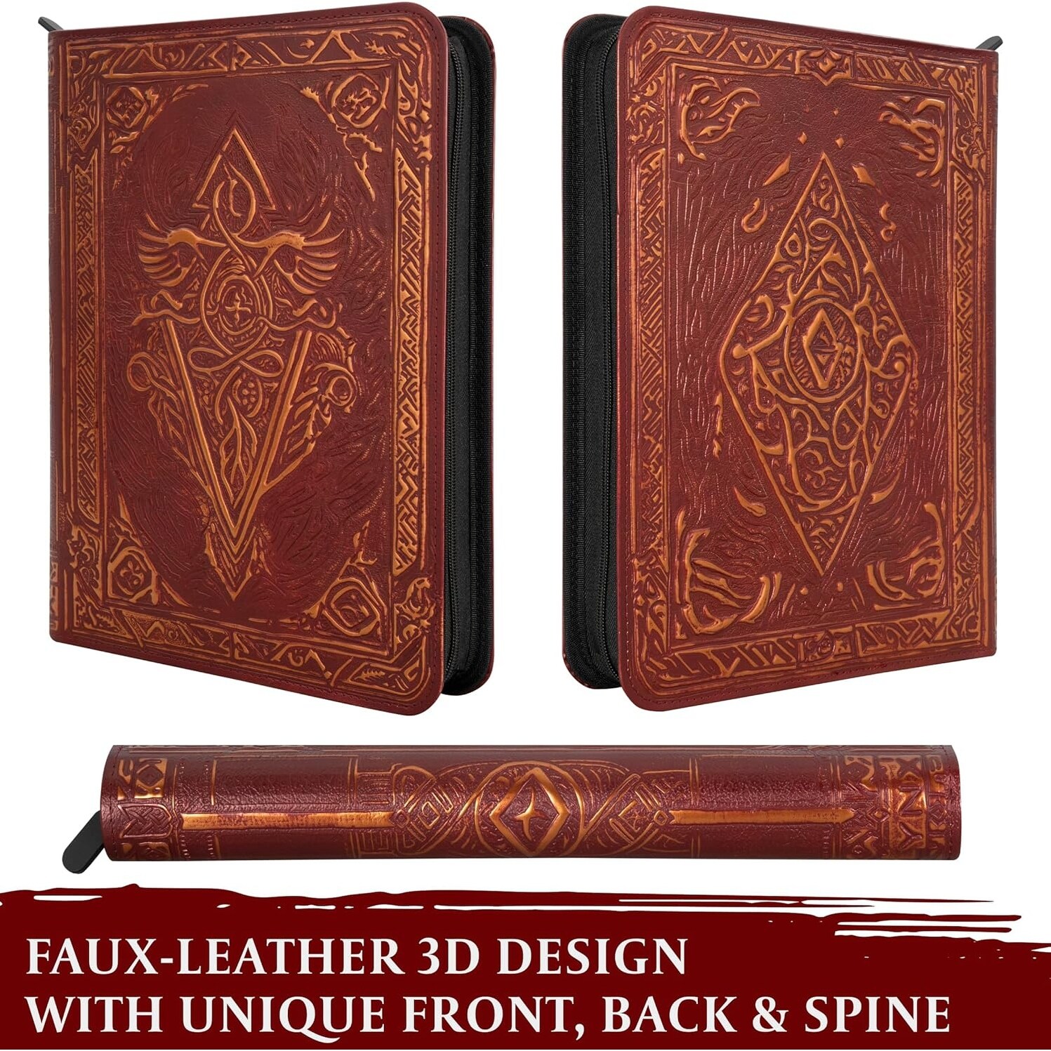 Lynx 9-Pocket Faux Leather Zippered Trading Card Binder: Red - Bed Bath &  Beyond - 41628593