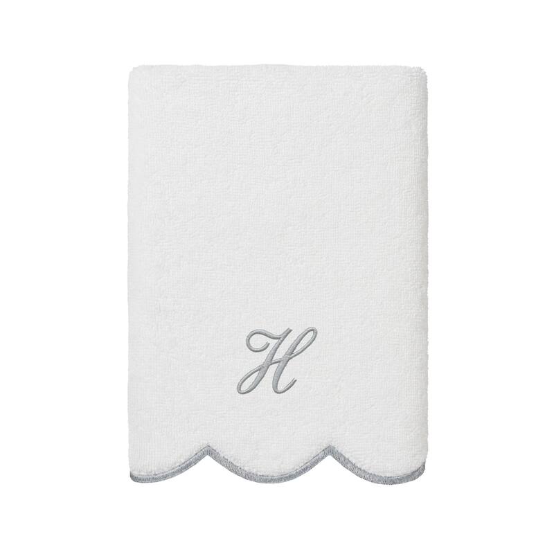 Authentic Hotel and Spa 100% Turkish Cotton Grey ADORNIA Scallop Personalized 3 Piece Towel Set - 3 Piece Set
