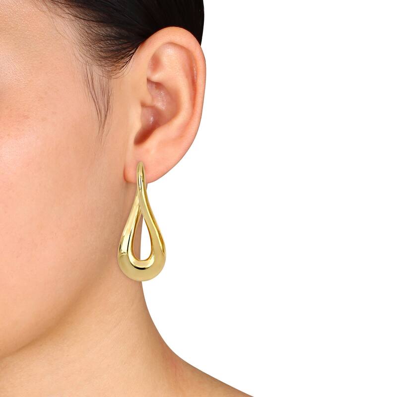 Miadora Yellow Plated Sterling Silver Hoop Earrings