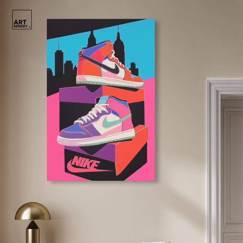 City Pop Sneakers Canvas by Art Remedy, Gallery Wrapped