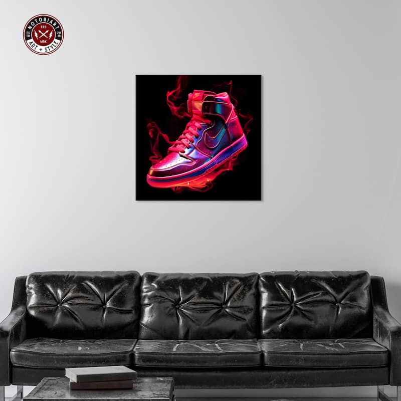 Notoriart Flaming Hot Sneaker Gallery Wrapped Sneaker 1 Piece Canvas Wall Art