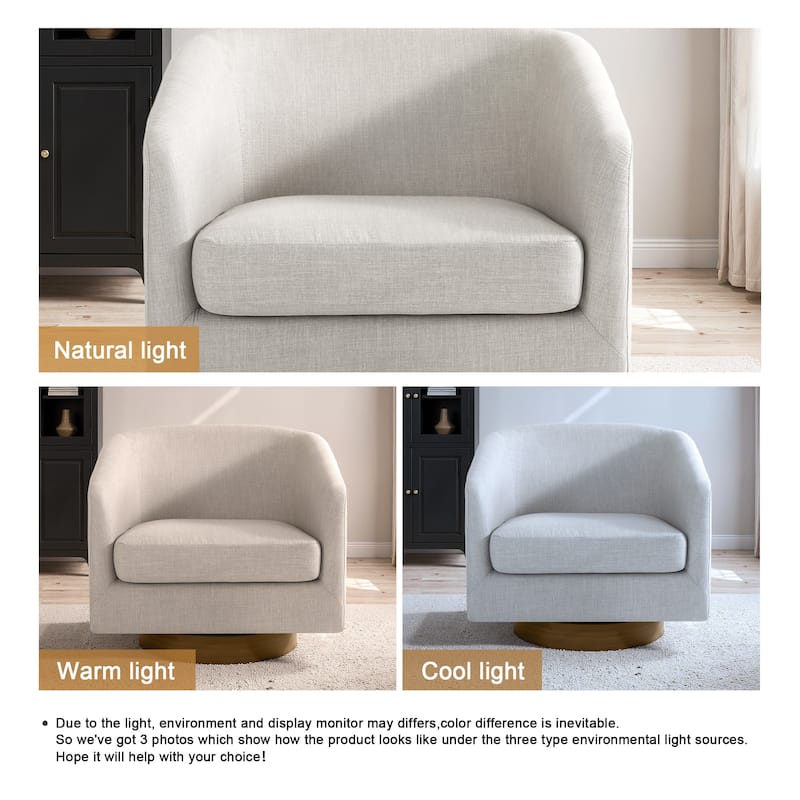 Faux Leather Wide Seat Swivel Barrel Chair