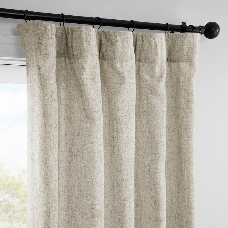 Exclusive Fabrics Farm Town Textured Faux Linen Semi Sheer Curtains (2 Panel) Window Curtains