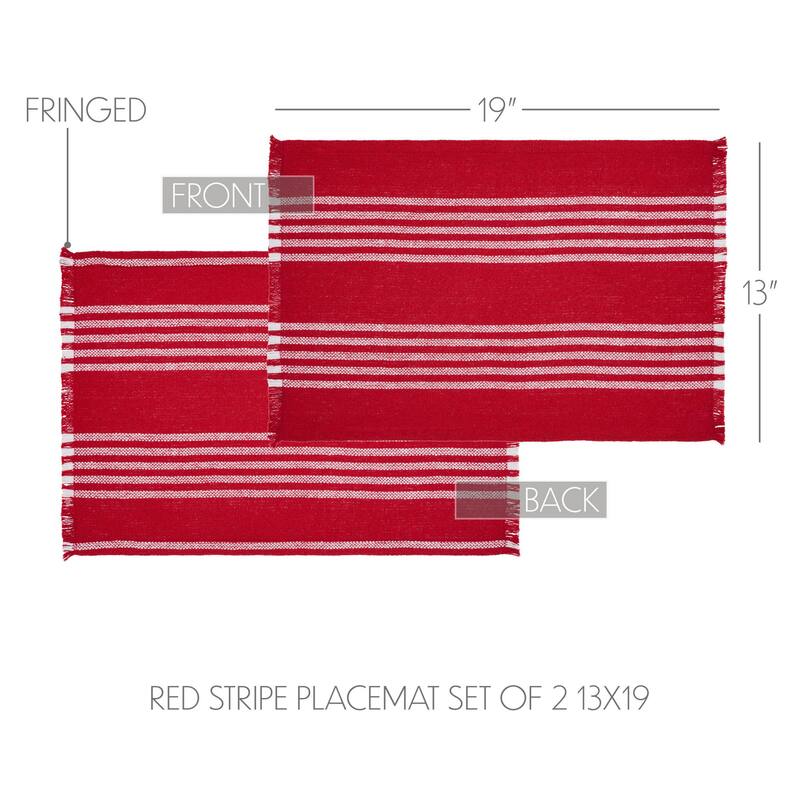 Arendal Red Stripe Placemat Set of 2 Fringed 13x19 Bed Bath & Beyond