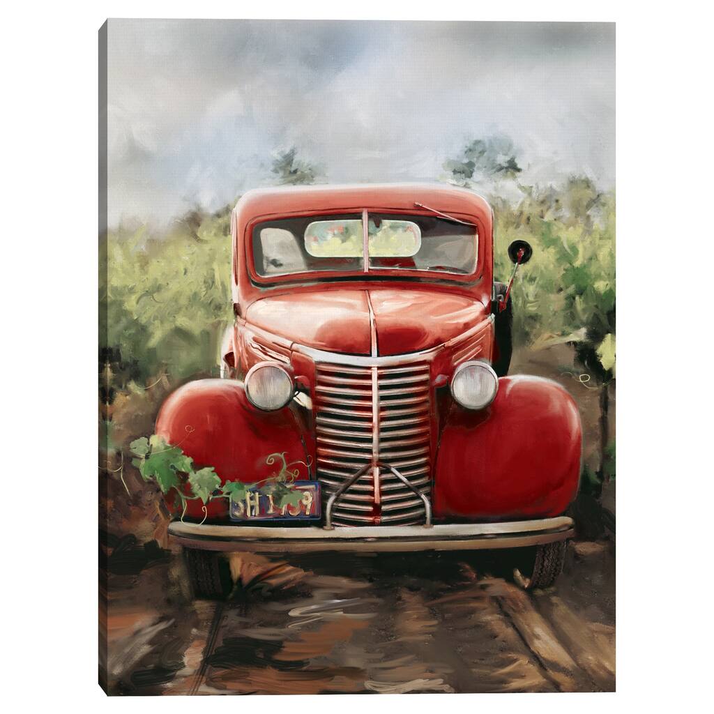 Little Red Truck by Studio Arts Canvas Art Print