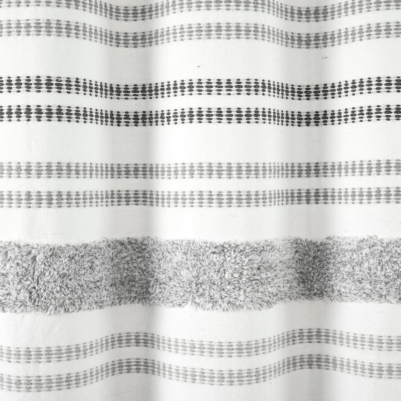 Lush Decor Modern Tufted Stripe Woven Yarn Dyed Eco-Friendly Recycled Cotton Shower Curtain Single