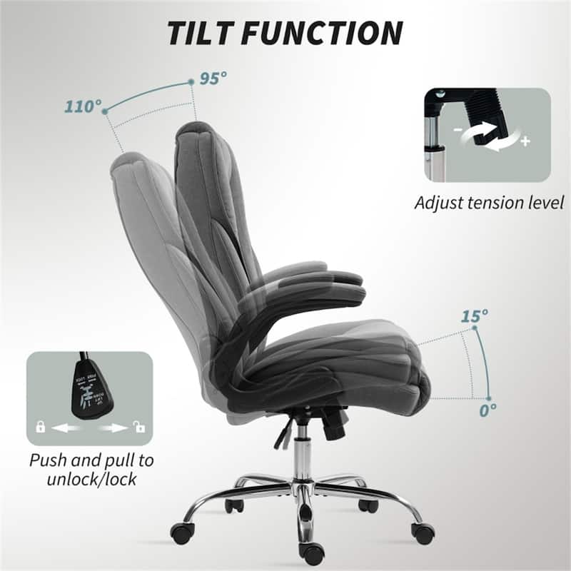 Comfortable Adjustable Height Velvet Desk Chair with Tilt Recline and Swivel Seat Steel Base - 27.6" W x 27.6" D x 44.9" -48" H