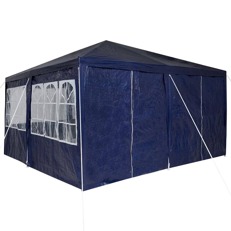 vidaXL Party Tent with 8 Sidewalls Blue 13.1x13.1 ft PE - 157.5 x 157.5 x 106.3 in