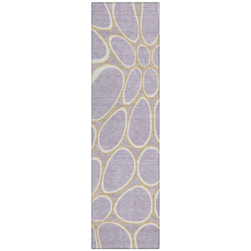 Machine Washable Indoor/ Outdoor Modern Bubbles Chantille Rug