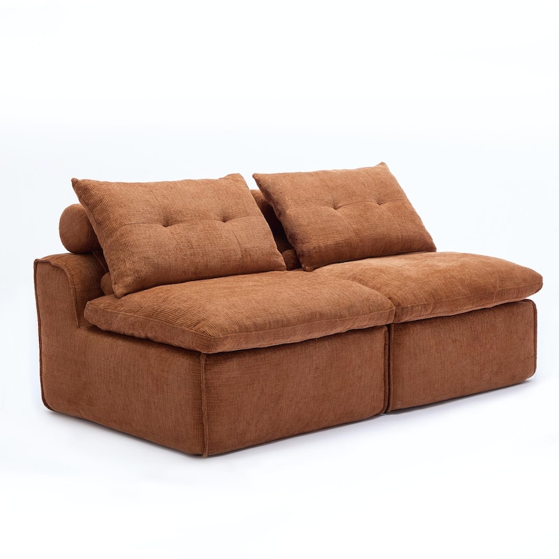 GDFStudio - Chenille Modular 2-Seater 66" Armless Lounge Loveseat Sofa