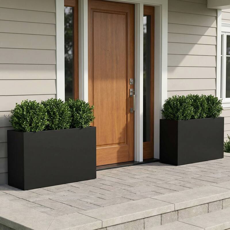 Metal Planters for Outdoor Plants Planter Box - Black-2PCS - 36"x24"