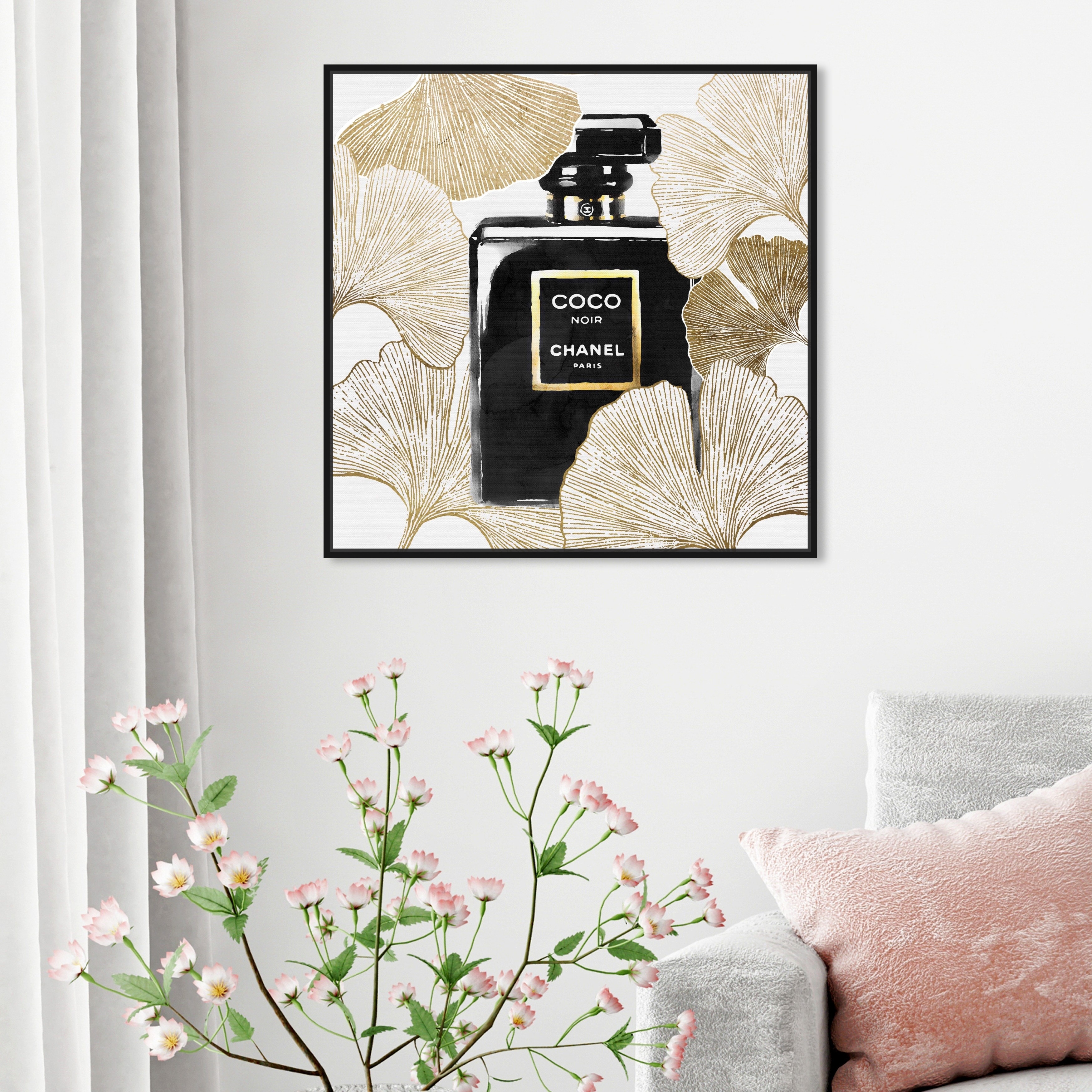 Oliver Gal 'Gold Ginkgo Perfume' Fashion and Glam Wall Art Framed