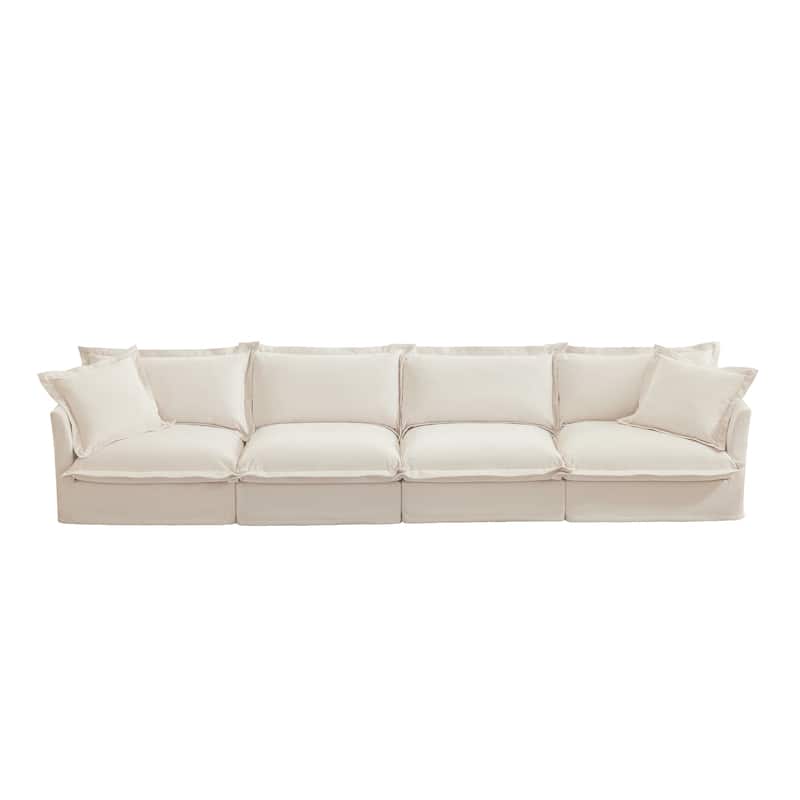 4-Seater Chenille Sofa with Removable Cover for Living Room