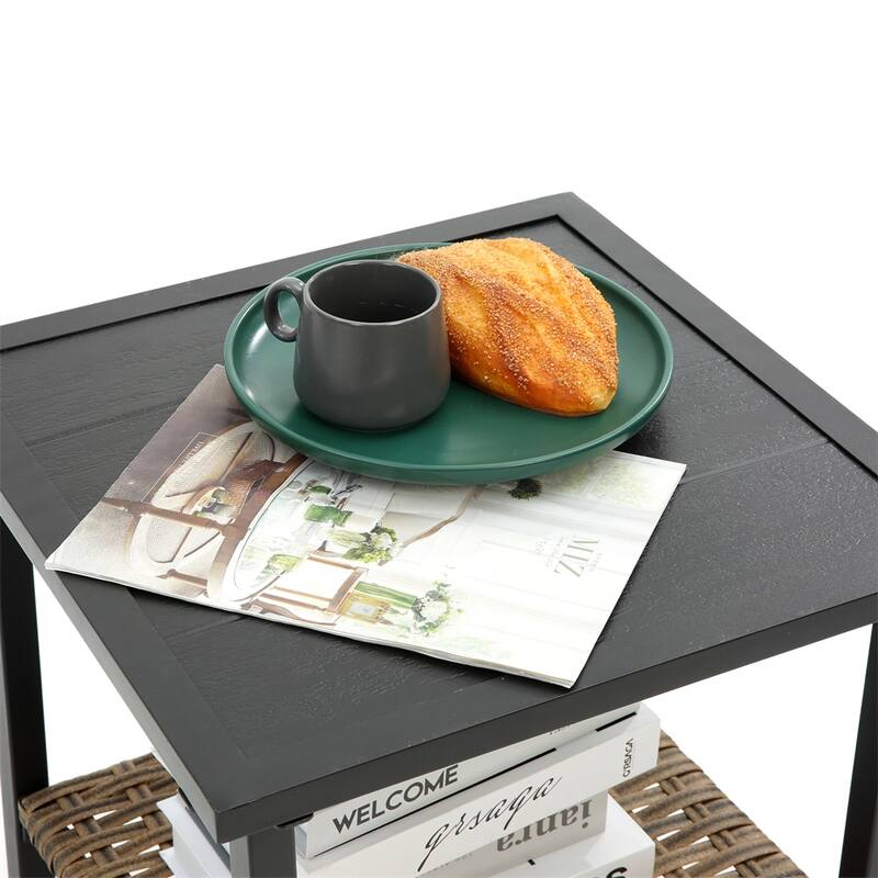 3 PCS Outdoor Rocking Rattan Set with Steel Frame