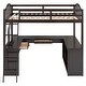 preview thumbnail 47 of 52, Solid Wood Loft Bed with Bulit-in U-shaped Desk and 2 Drawers, Full Size Loft Bedframe with Storage Shelves and Tri-fold Mirror