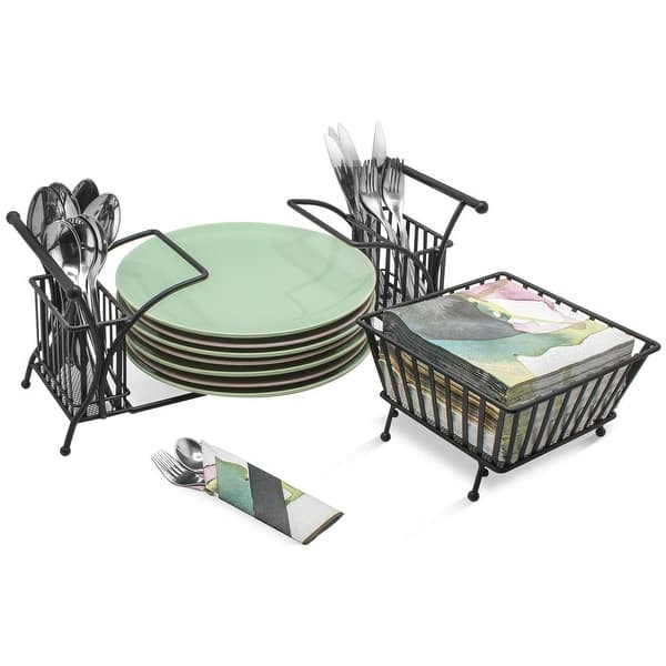 Utensil Buffet Caddy - Includes Napkin, Utensil and Plate Holder - On Sale  - Overstock - 21425026