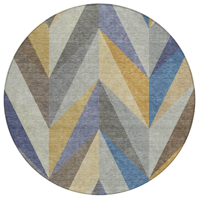 Machine Washable Indoor/ Outdoor Modern Chevron Chantille Rug