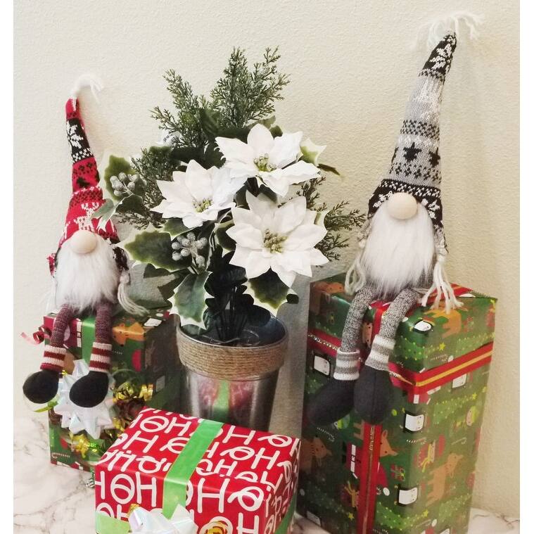 Artificial Winter Mixed Bush Holiday , White, Silver,