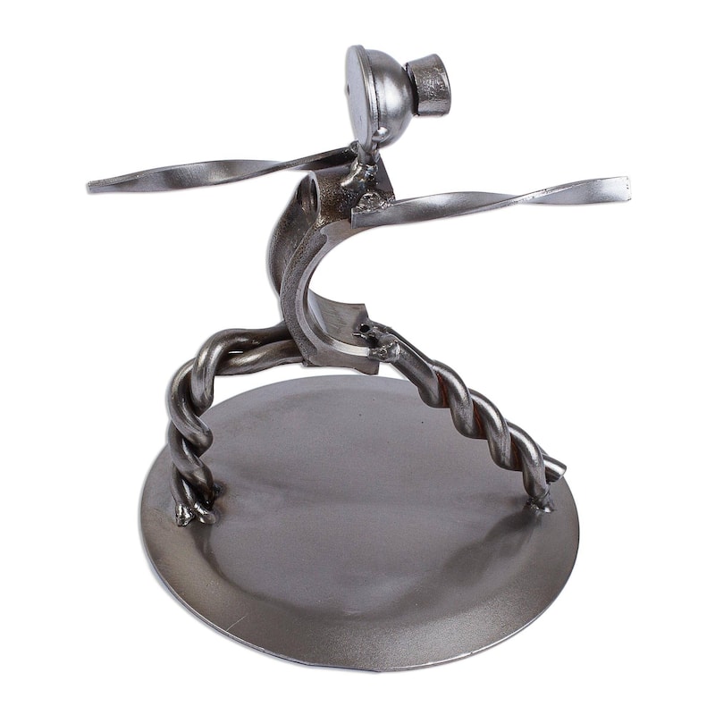 Recycled auto parts sculpture, 'Warrior Pose I'