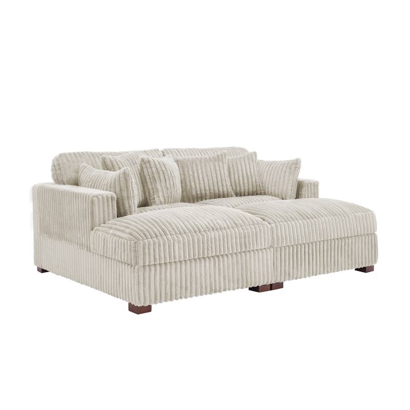 Modern Modular Flannel Fabric Upholstered Sectional Sofa with Square Arm