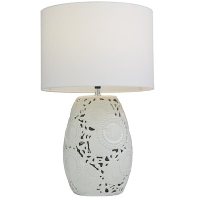 Ceramic Cutout Floral Room Table Lamp - White - Roche River Decor