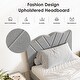 preview thumbnail 5 of 6, Twin Size Platform Bed Frame with Upholstered Headboard, Durable Metal and Wood Construction