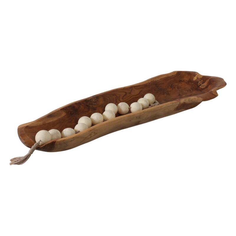 Wood Decorative Bowl Long Natural Organic Centerpiece - 39" Brown - 39" x 14" x 4"