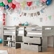 preview thumbnail 1 of 10, Mid Century Modern Twin Size Loft Bed Kids Bed Antique Grey