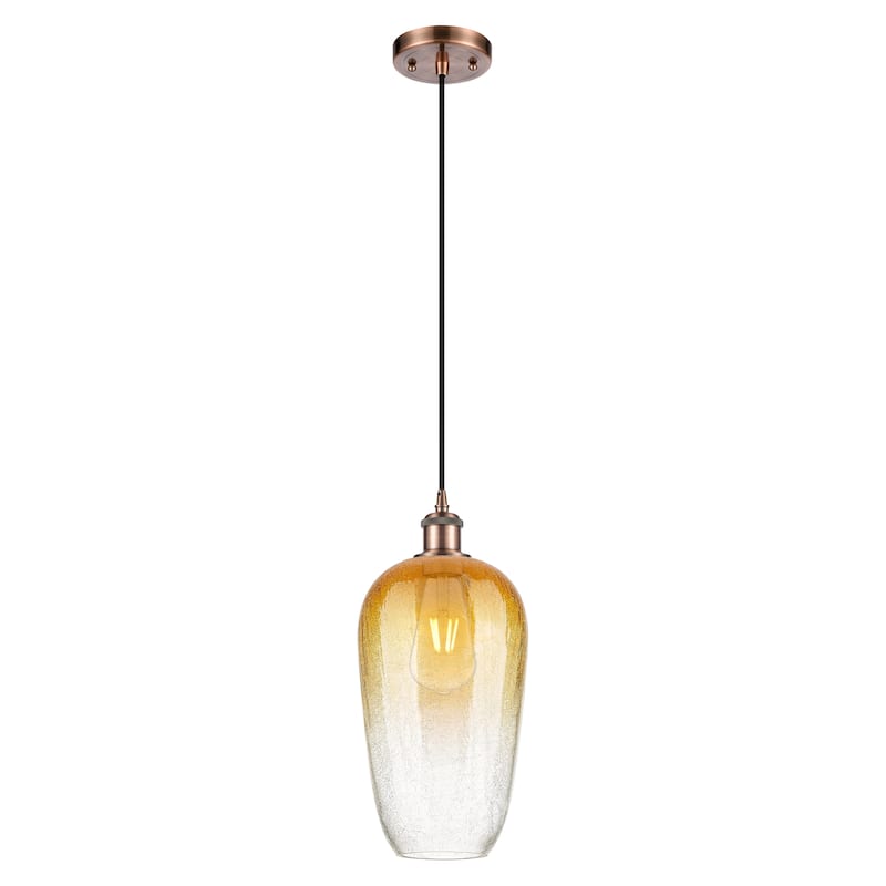 Innovations Lighting Endless Possibilities Ballston - Brookhaven Flute - 1 Light 7" Cord Hung Mini Pendant - Antique Copper/Amber
